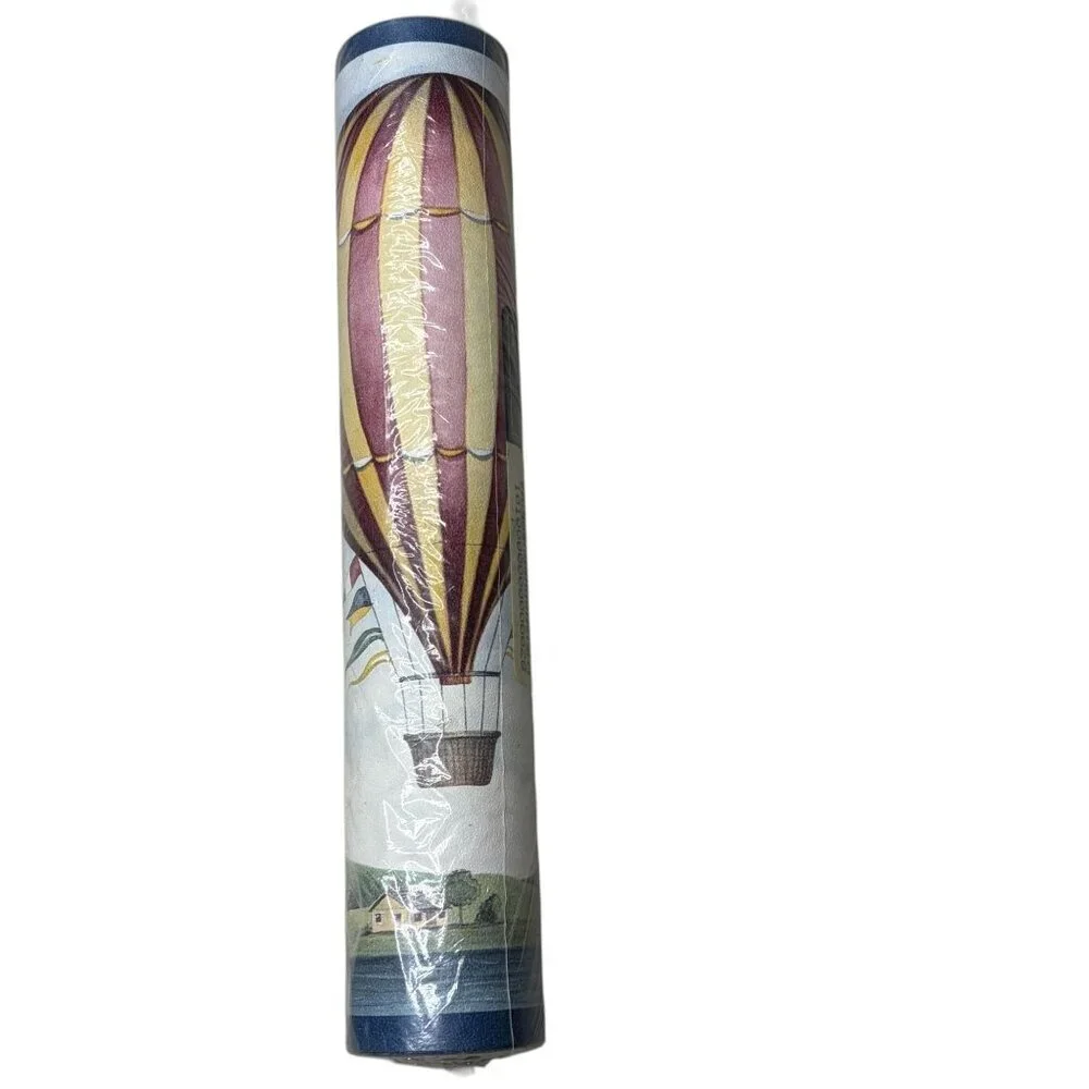 Vintage Village Wallpaper Border Hot Air Balloons Sailboats 15 Feet New